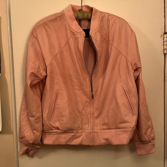 Wilsons Leather Jackets & Blazers - WILSONS LEATHER Pelle Studio Pink Leather Bomber Jacket (XL)